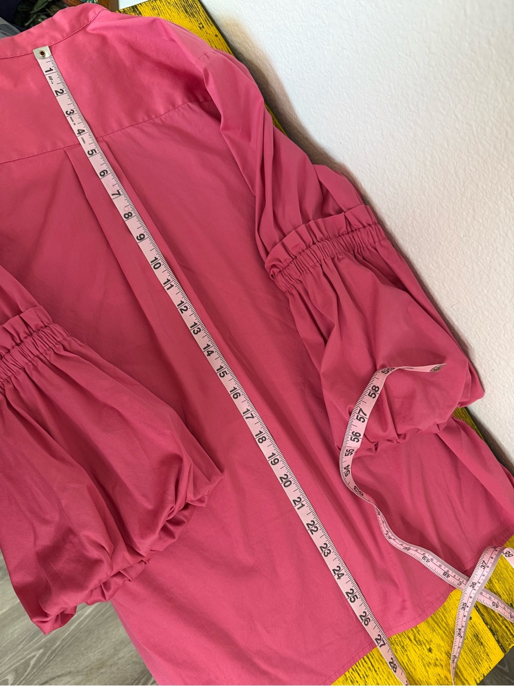 Chico’s Poplin Balloon Sleeve Popover Blouse Pink Women’s Size 12 (Chico’s 2) - Picture 7 of 9
